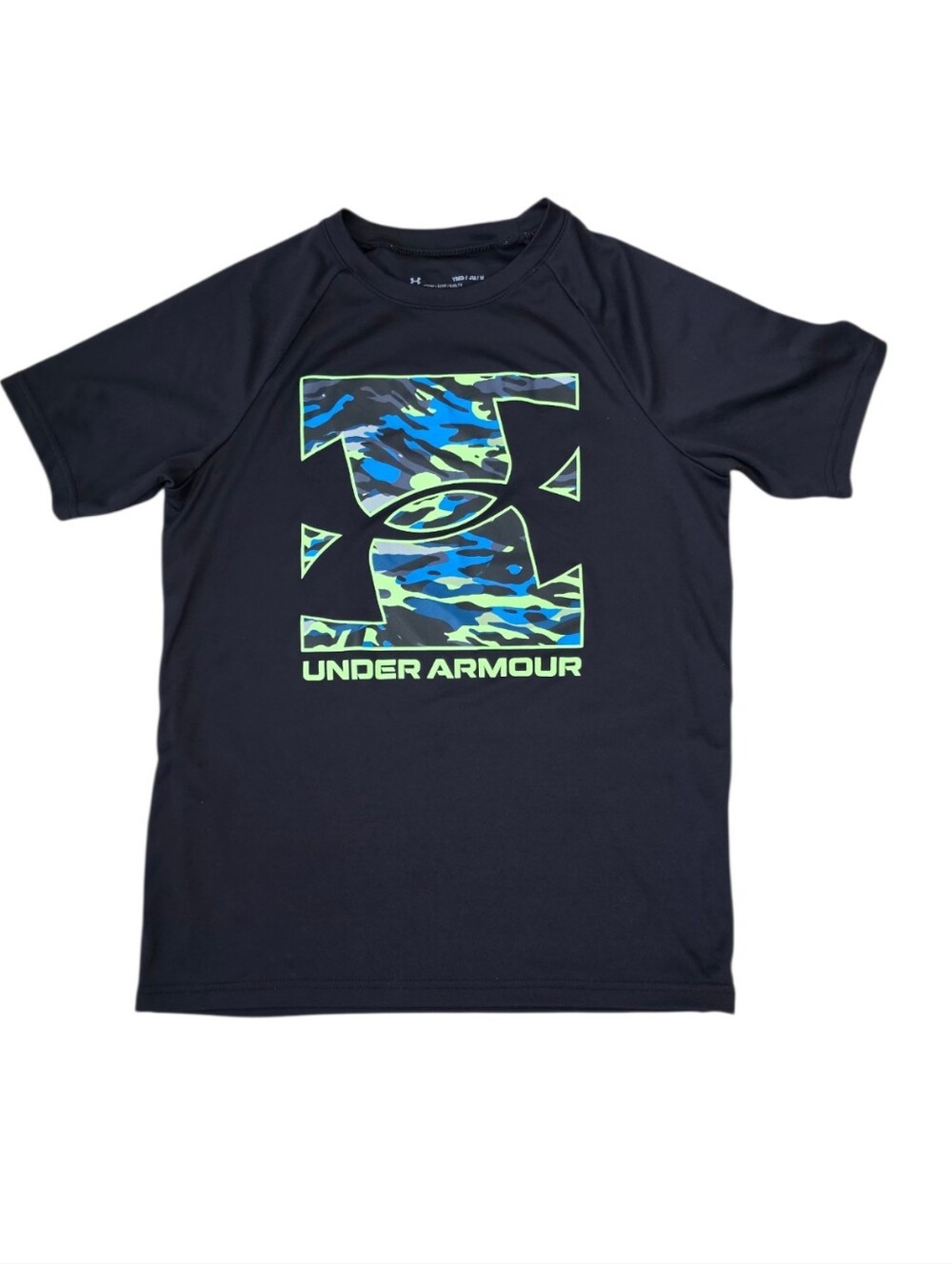 Under Armour Boys HeatGear Camo Logo Athletic Shirt YMD Black Blue